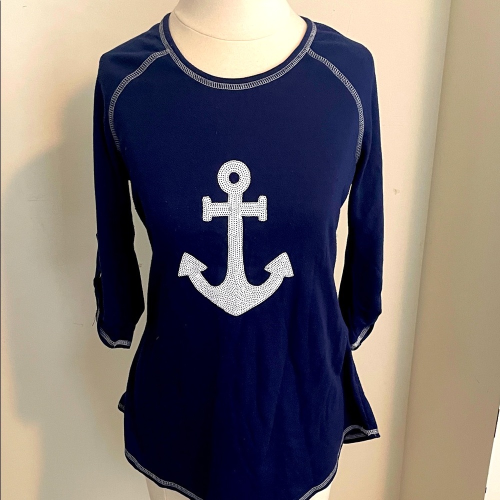 Navy Blue Anchor Women's Top